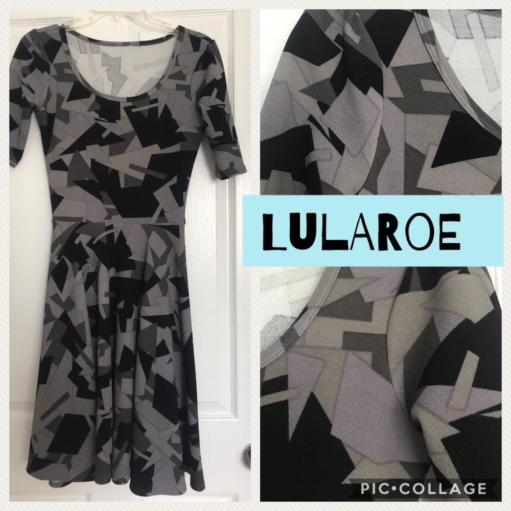 Lularoe dress Nicole geometric black/Gray XS shape